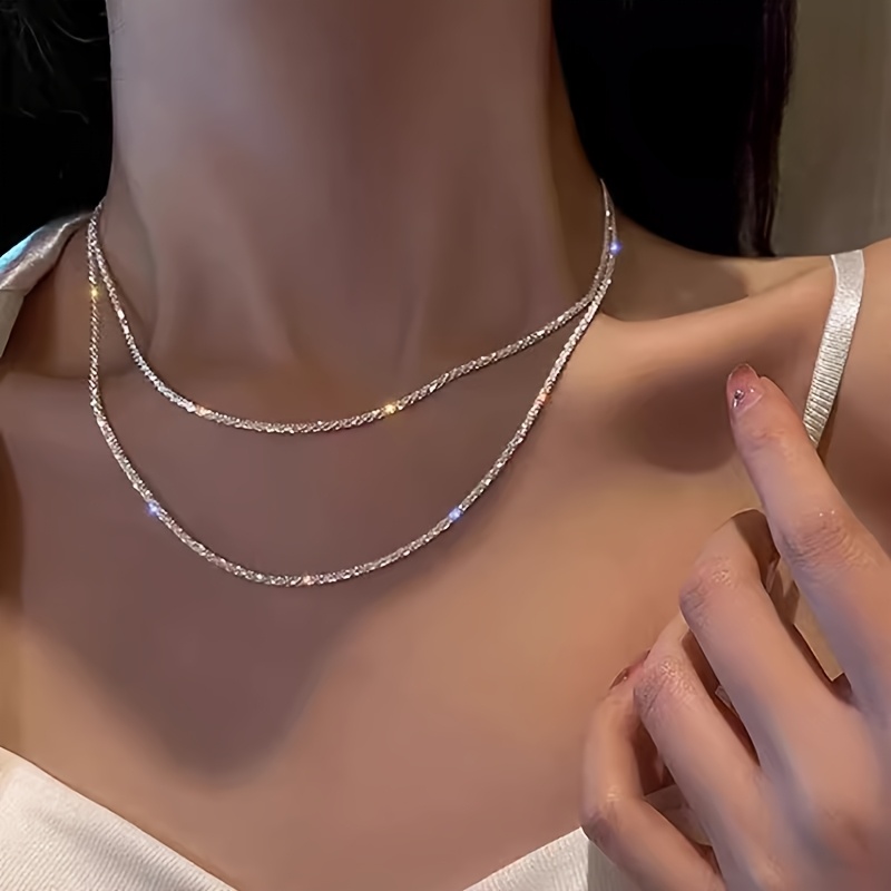 Stylish S925 Silver Necklace with Sparkling High-End Design